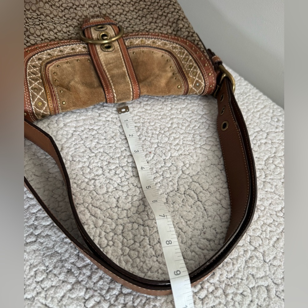 Coach Y2K Soho Signature Canvas Suede Studded Rivets Bag With Matching Wristlet - Picture 11 of 17